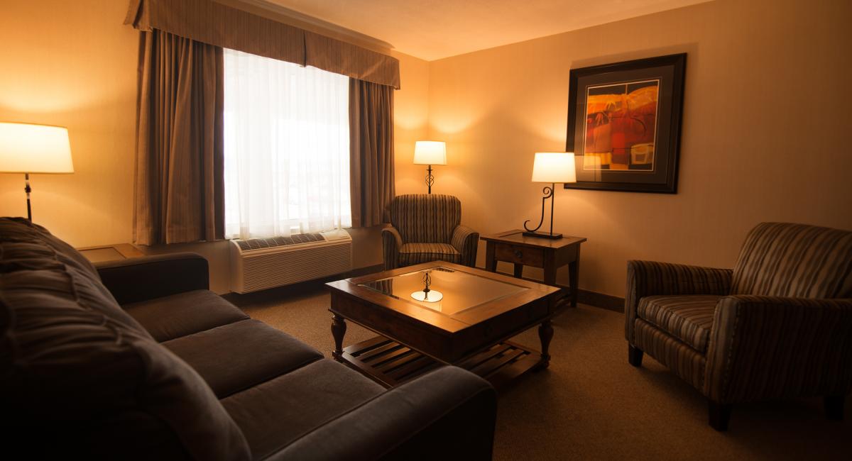 Feel at home in this spacious suite -- ideal for business travel and families.  One of several room types at the Maritime Inn.